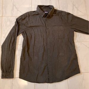 Patagonia Men's Classic Button-Up Shirt in Charcoal / dark grey.  Organic cotton